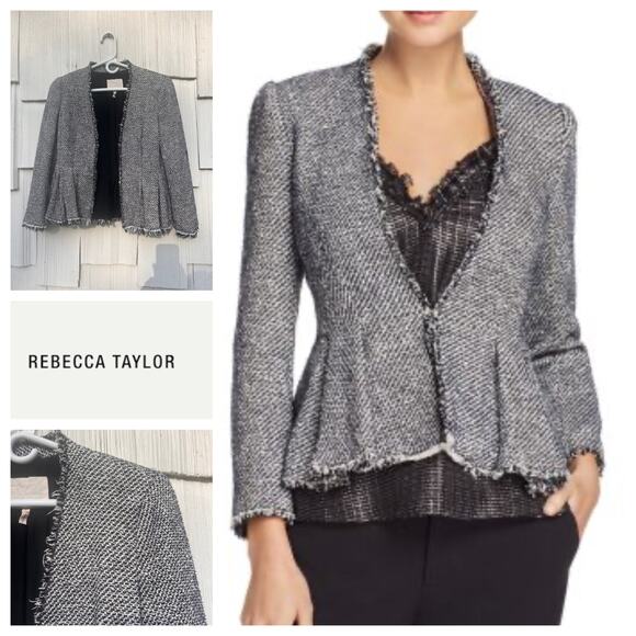 Rebecca Taylor Lurex‎ Tweed Peplum Jacket Size 6 - Picture 1 of 9